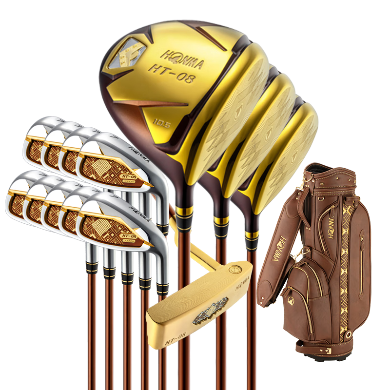 HONMA HT-08男士高尔夫球杆golf星级套杆高尔夫球杆3木9铁赠推杆球包 碳素R四星级