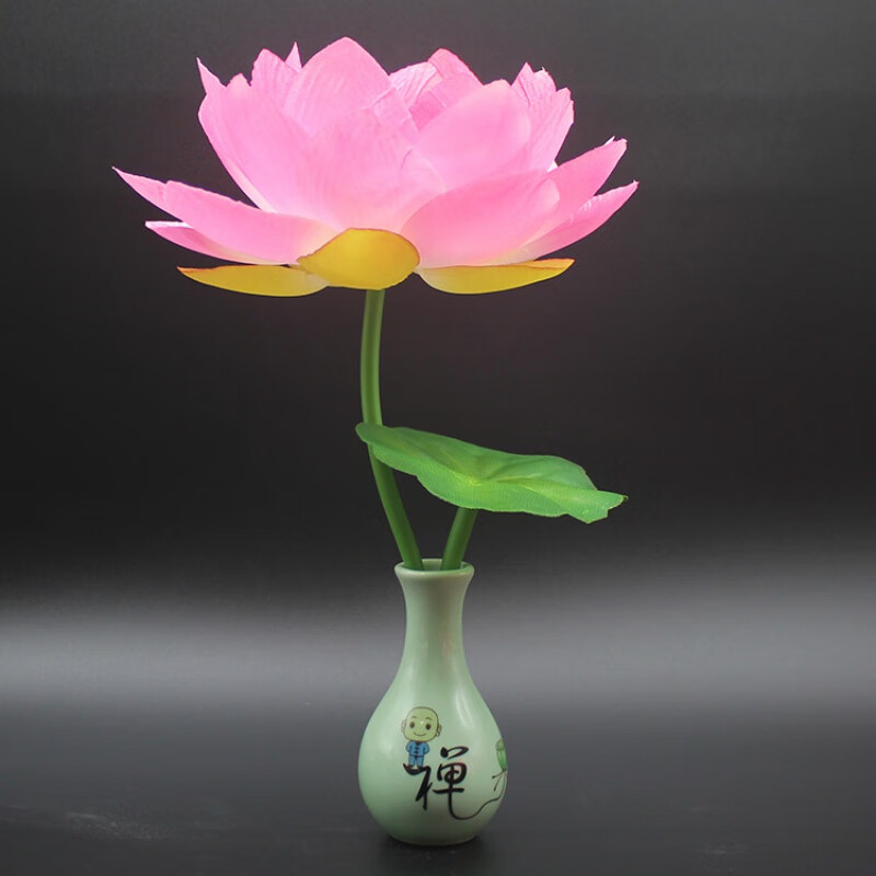 佛前仿真蓮花 中式仿真荷花蓮花假花供花佛堂佛臺供佛家居裝飾的 青瓷禪+粉蓮花+蓮葉