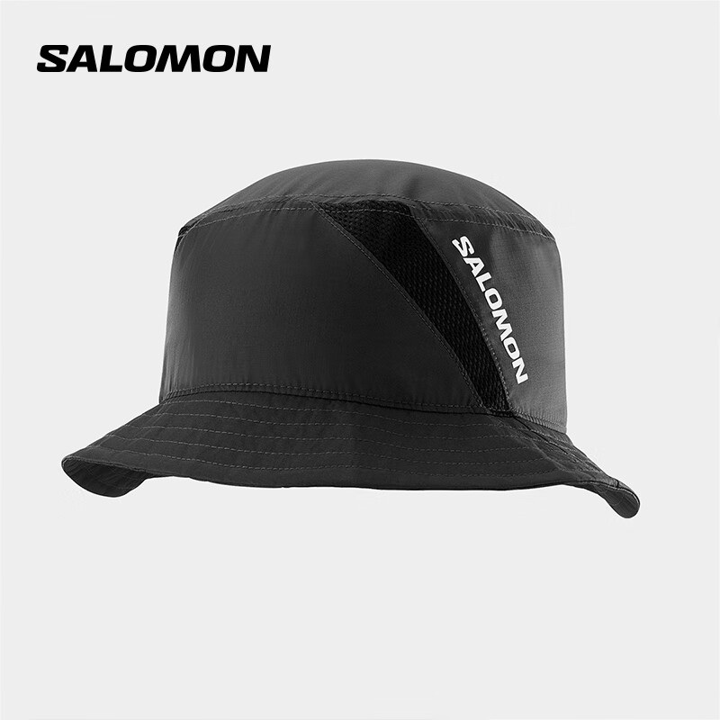 萨洛蒙（Salomon）透气渔夫帽遮阳黑色白色男女春夏EQUIPE BUCKET HAT 白色C20236 均码