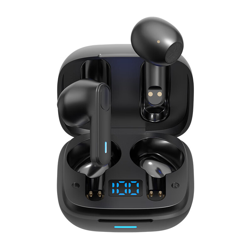 雀铭新款T8数显长续航真无线蓝牙耳机 立体声高音质运动蓝牙53耳机 黑色