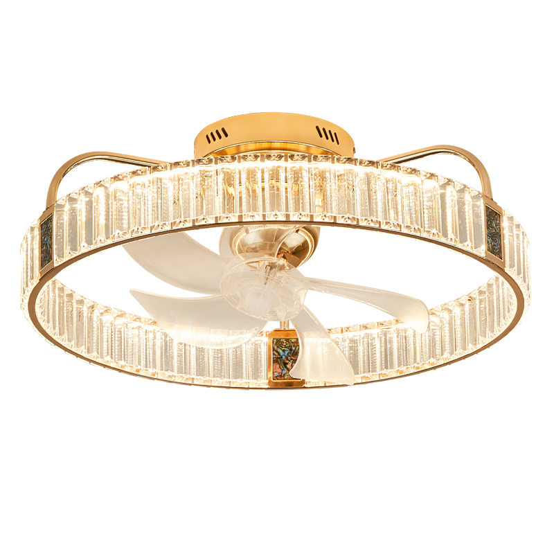 塔林輕奢水晶風(fēng)扇燈現(xiàn)代簡約客廳主臥室房間吸頂燈靜音家用一體吊扇燈 【D款】直徑50*20 遙控調(diào)光