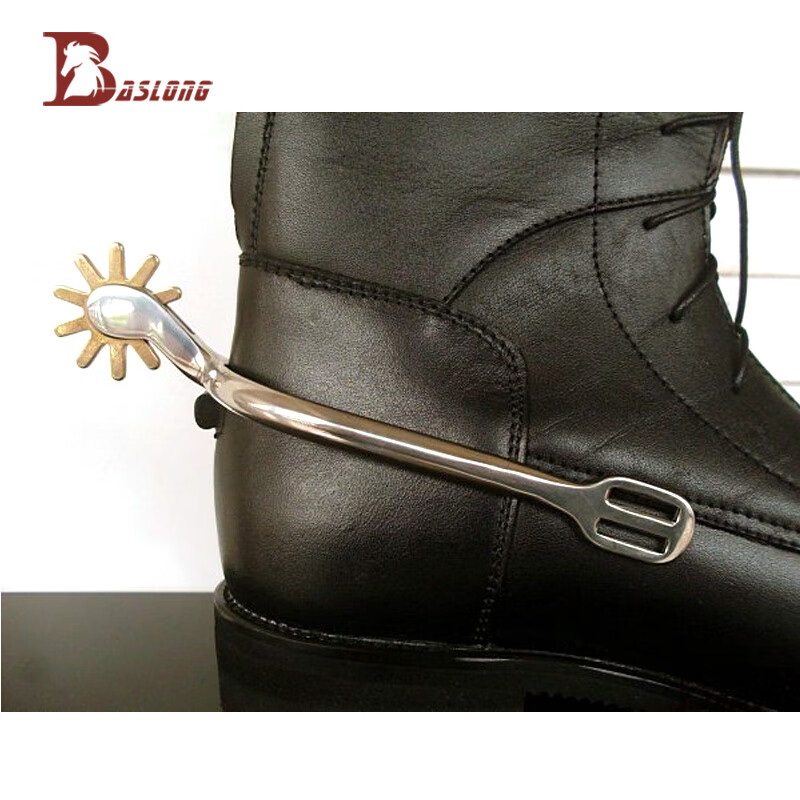 baslong齿轮马刺不锈钢骑士装备含马刺带 踢马刺马术靴子配件 八尺龙