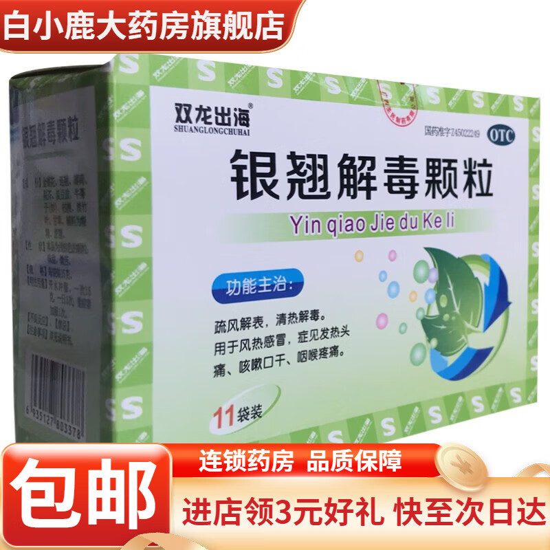 双龙出海 银翘解毒颗粒 15g*11袋 1盒