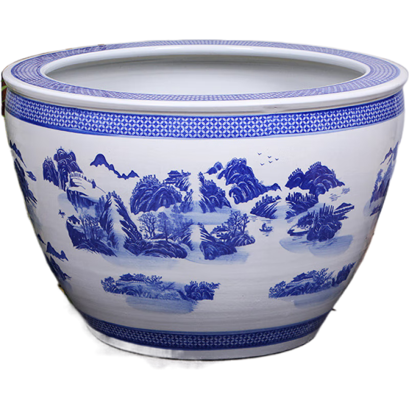 泰禧閣泰禧閣庭院大缸景德鎮(zhèn)青花瓷水缸金魚(yú)缸荷花碗蓮睡蓮盆烏龜缸酒店 春色滿園 53x53x32cm