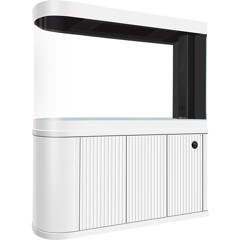 漢霸子彈頭魚缸客廳落地大型智能屏風家用底濾生態(tài)缸龍魚缸2025新款 柚木色 96cm長X40cm寬x156cm高