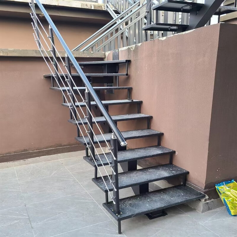 室外楼梯直梯阳台楼梯复式楼梯家用防滑板铁踏步阁 所有产品不