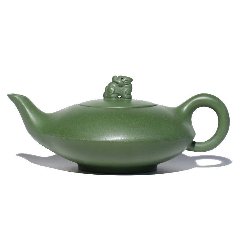 禧厢苑茶壶宜兴翡翠绿泥紫砂壶全手工吉祥如意曲壶功夫茶具 翡翠绿泥