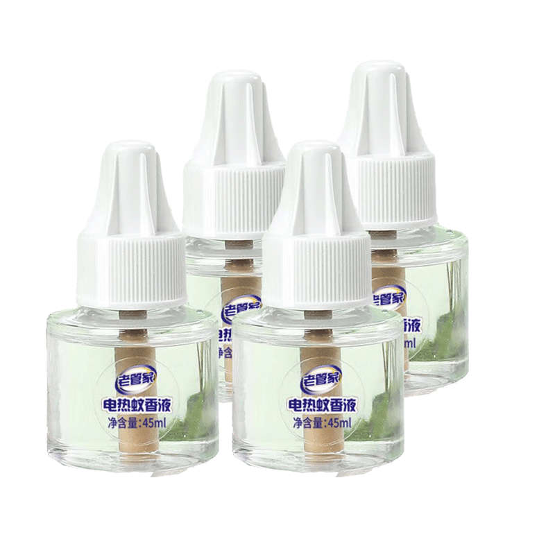 老管家電熱蚊香液套裝驅蚊液電蚊香器液體蚊香液 45ml/瓶 4液
