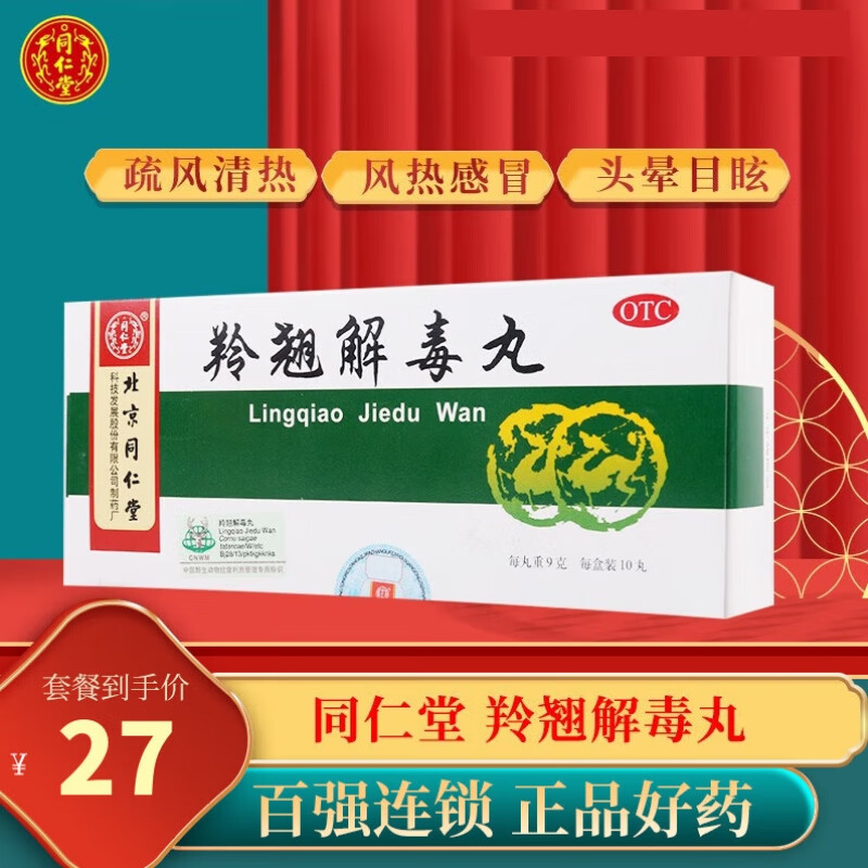 羚翘解毒丸9g*10丸 清热解毒 【京东大药房官方自营旗舰店】 1盒装