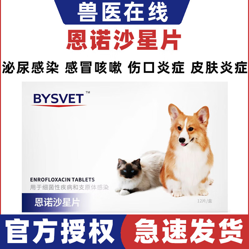 恩诺沙星片猫咪尿路感染药尿血泌尿系统尿通宠物尿道猫狗用子宫蓄脓