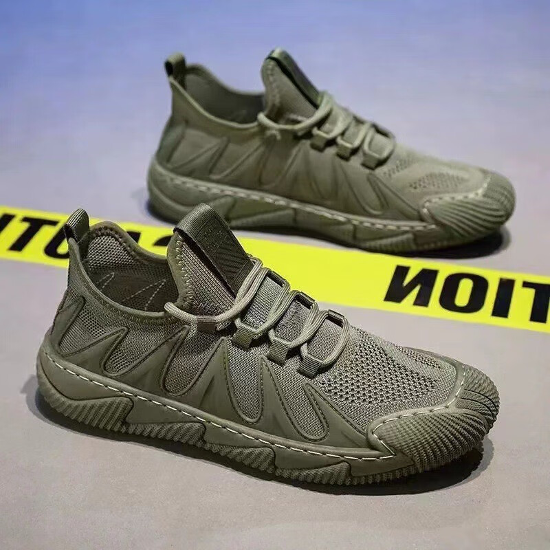 【厂家直供】男鞋2024春季新款休闲鞋子男士跑步运动鞋青年黑色工 八爪鱼【绿色】 44