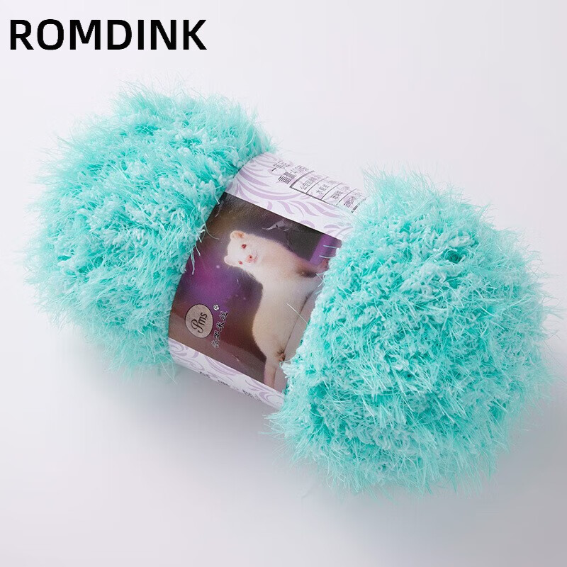 romdink凤羽绒长毛水貂绒手工编织diy仿皮草围巾围脖帽子外套马甲毯子