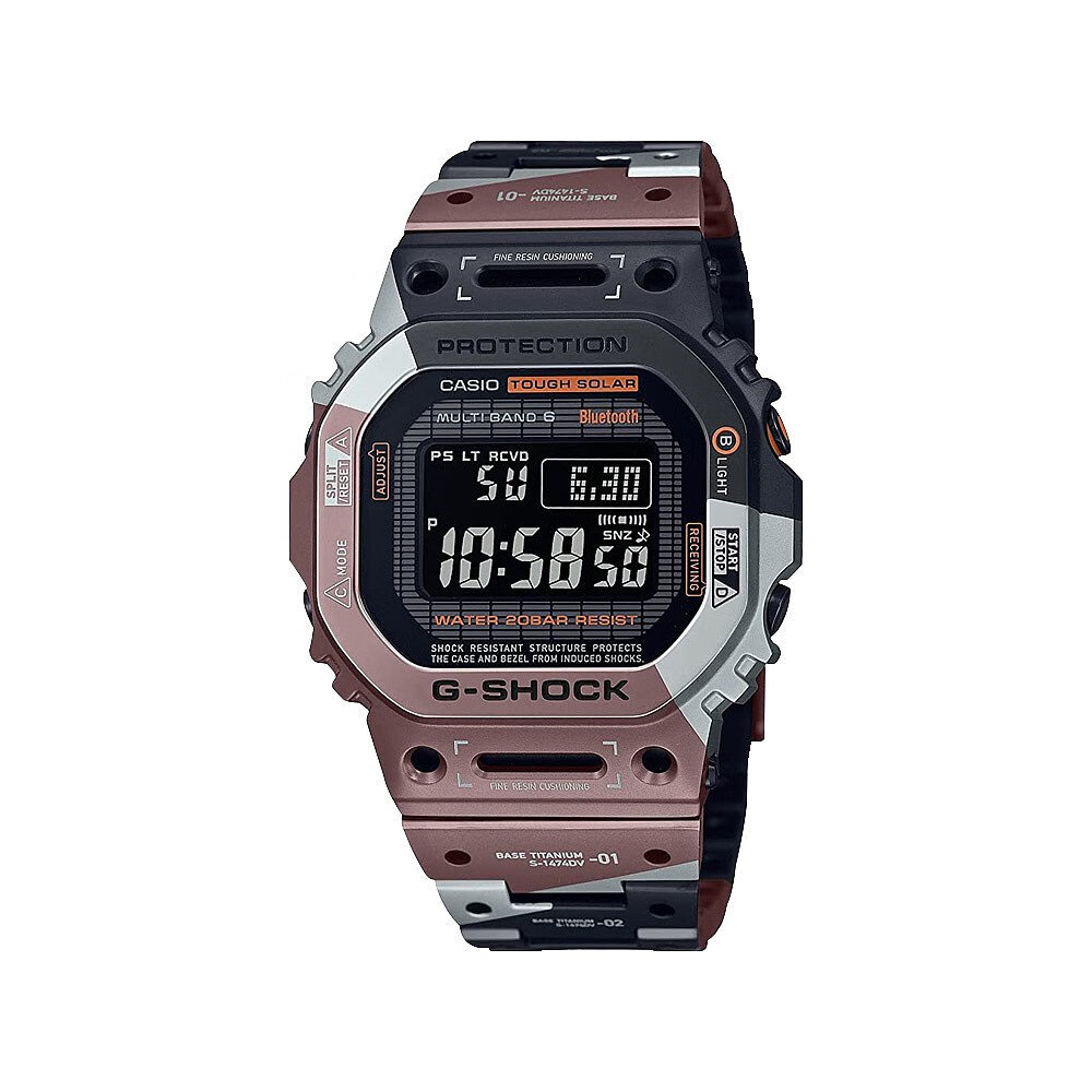 卡西欧(casio)手表 g-shock 电波自动对时 蓝牙连接 金属多功能限定款