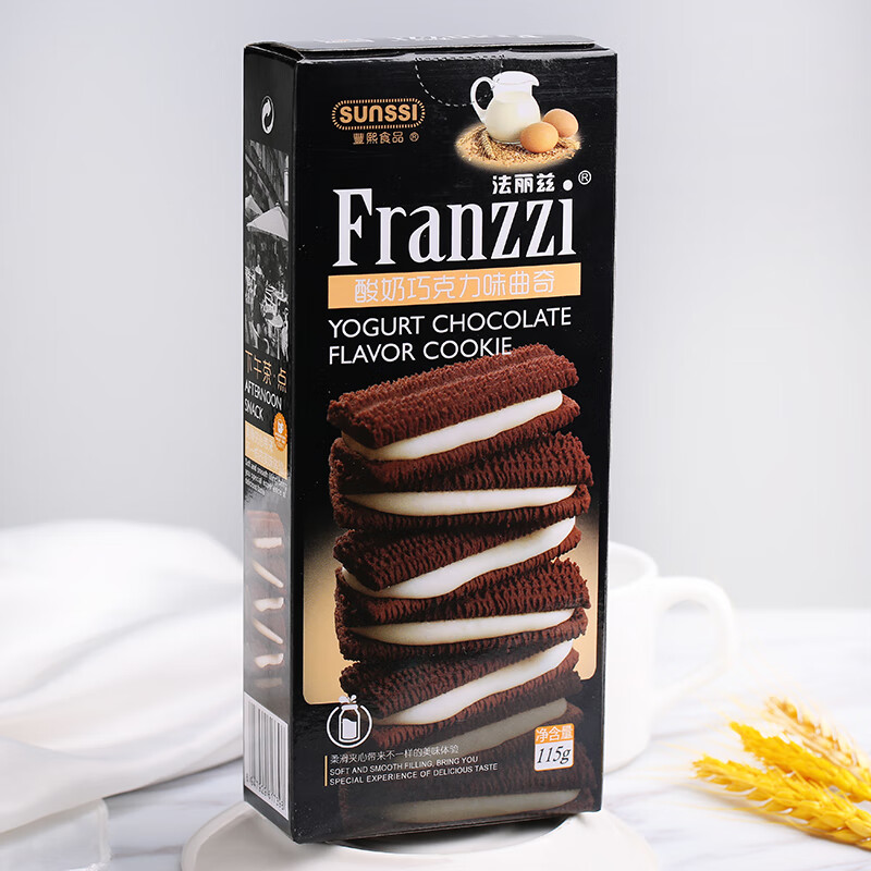 法丽兹(franzzi)巧克力夹心曲奇饼干抹茶芝士酸奶115克办公室休闲零食