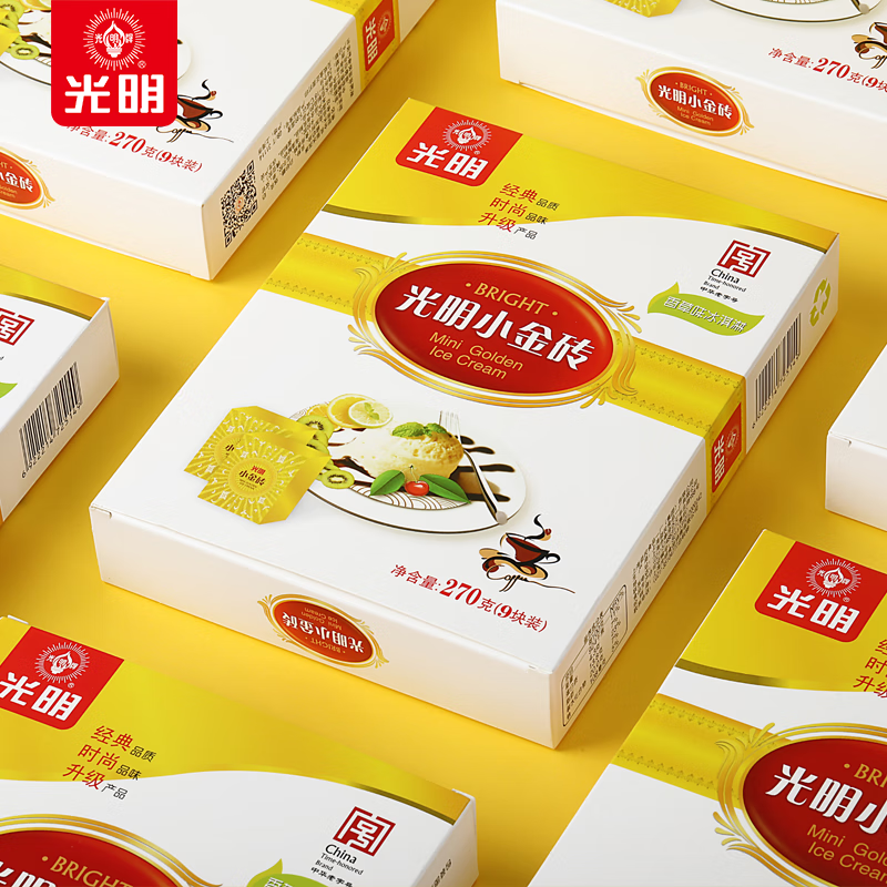 光明小金砖270克(9块装)冰砖雪糕冰激凌冷饮冰淇淋 光明小金砖3盒(810