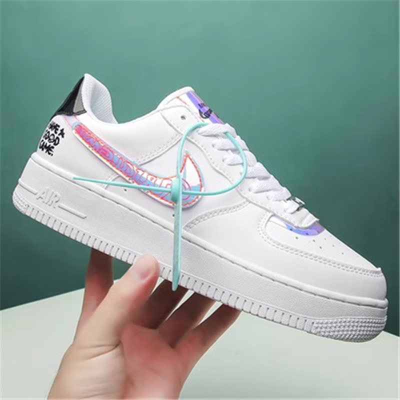 男鞋高帮纯白鞋子女低帮板鞋情侣电玩像素小白鞋aj空军一号百搭潮