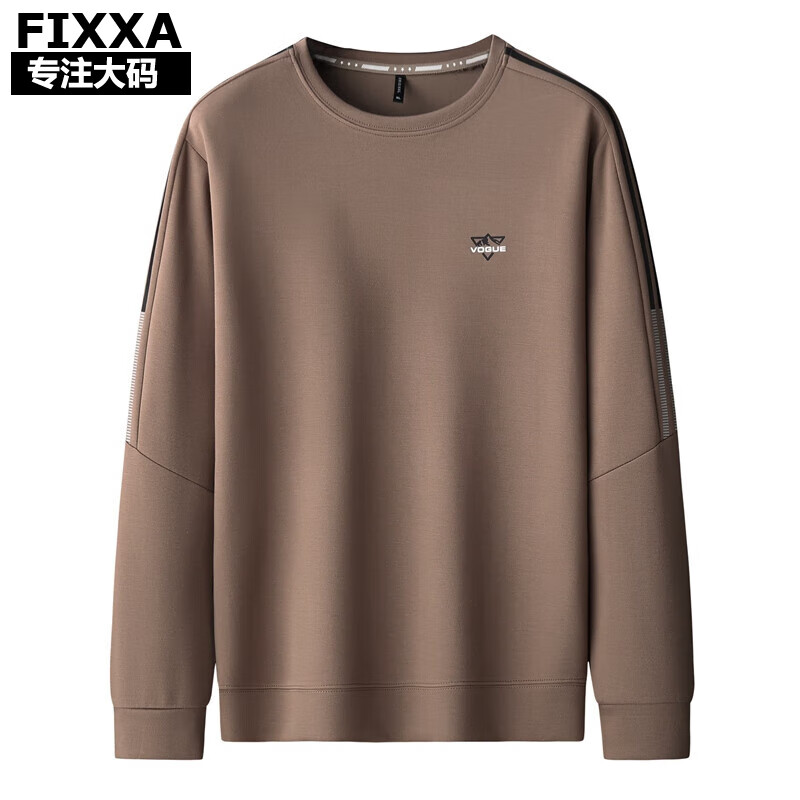 fixxafixxa大码男装卫衣圆领男士春秋季加肥加大宽松胖子透气打底衣