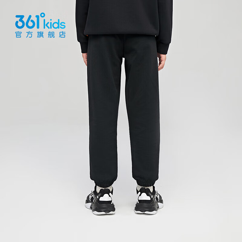 361°儿童夏季薄款长裤男童卫裤运动长裤女童秋冬保暖中大童休闲长裤 经典黑1501-男童【不加绒】 170