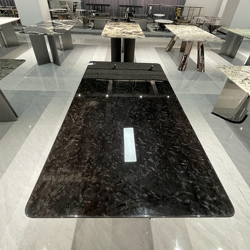 北睿进口范思哲黑奢石餐桌天然大理石别墅豪宅高端大户型长方形形餐台