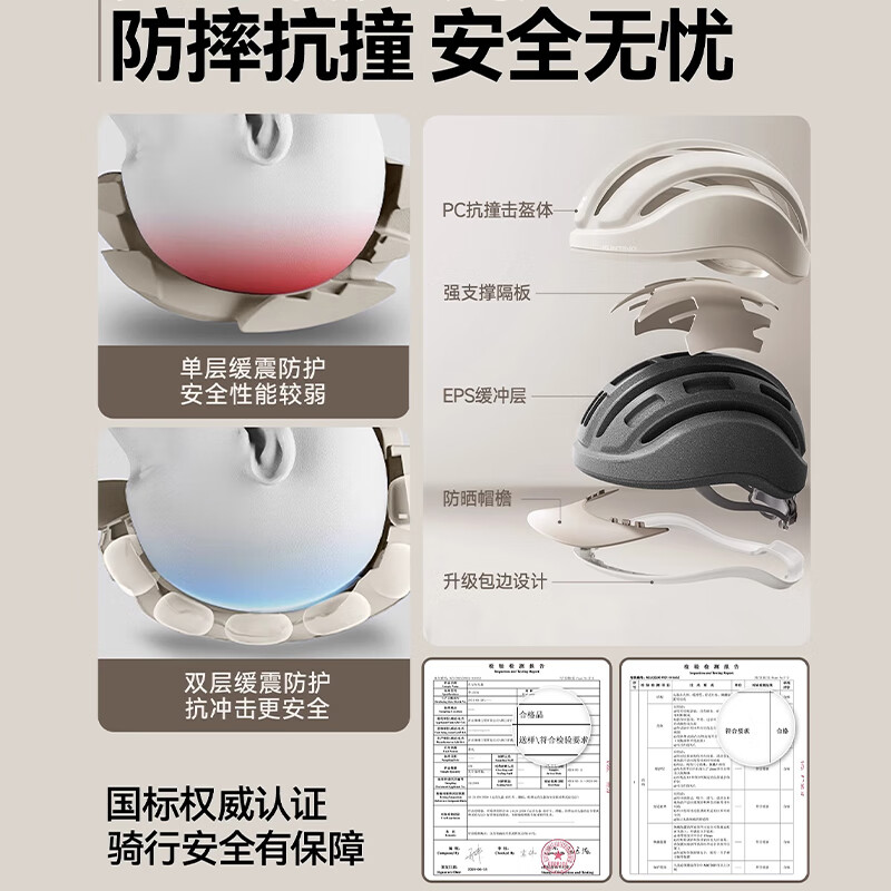 迅霆(XUNTING)骑行头盔男女士自行车公路车山地车大帽檐一体成型夏季透气安全帽 远山蓝【大帽檐可拆】亚洲版