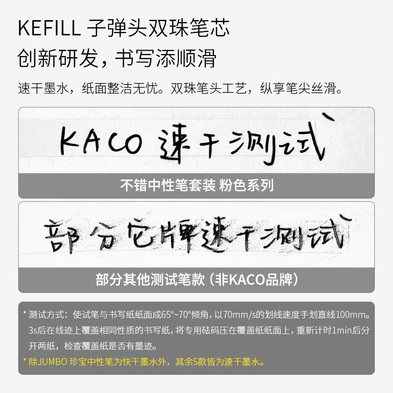 KACO不错粉色套装0.5黑中性笔6支 学生刷题书写笔记办公文具签字速干凯宝书源菁点珍宝K7爱心笔 不错六只装【粉色黑芯】