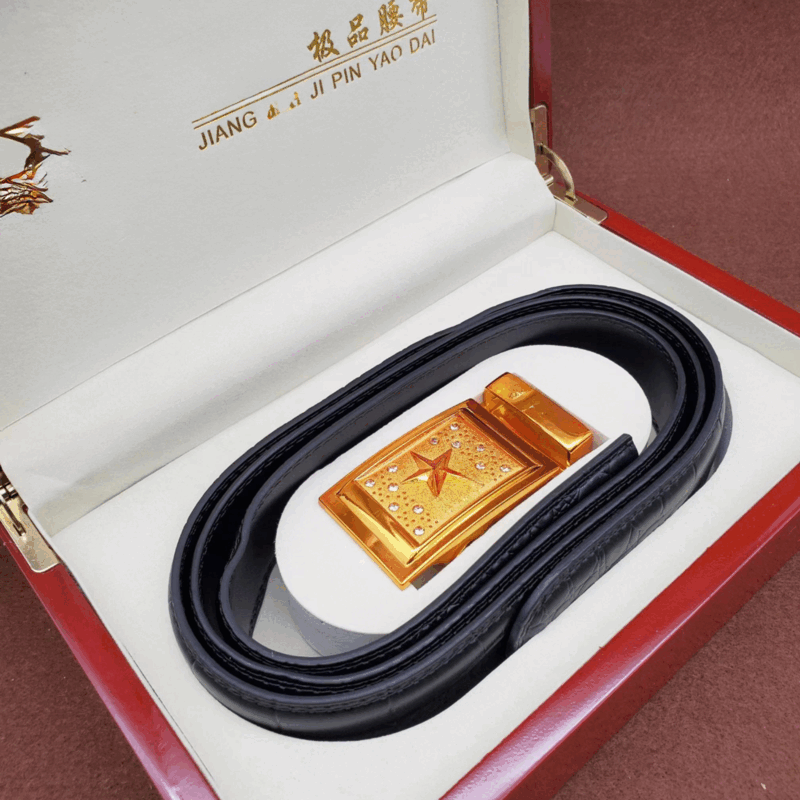 腰带纪念友情聚会腰带真皮裤带男盒装皮带将军豪华 满天星将军腰带