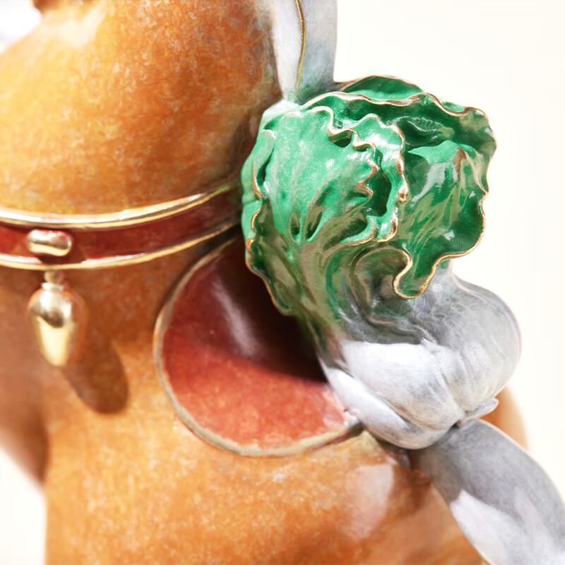 朱炳仁铜 马上有财 客厅书房办公桌白菜马桌面摆件铜工艺品艺术礼 马上有财