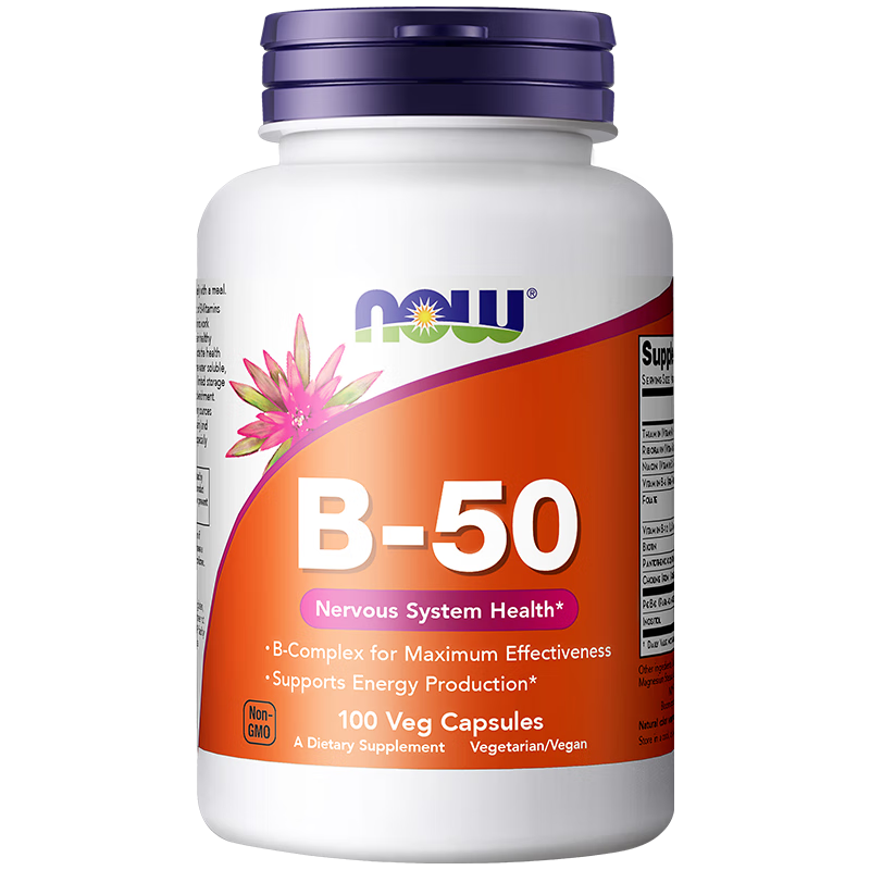 诺奥（NOW）维生素复合胶囊B50含烟酸 11种高能复合物维B 100粒美国进口