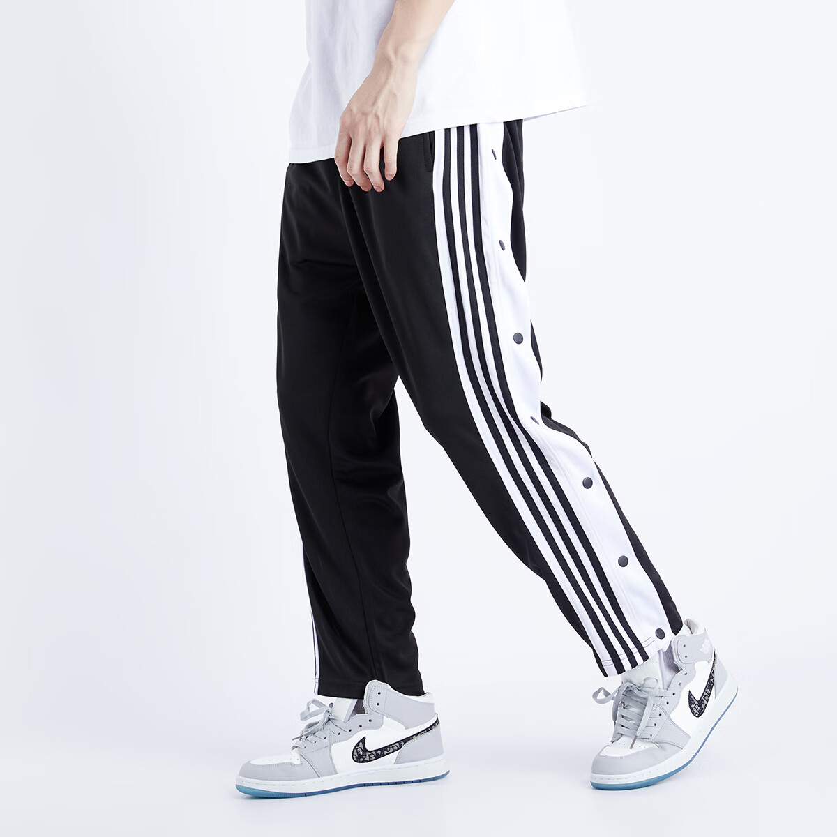 确不凡打石膏穿的加绒裤子美式全开扣篮球排扣裤宽松阔腿休闲运动秋冬