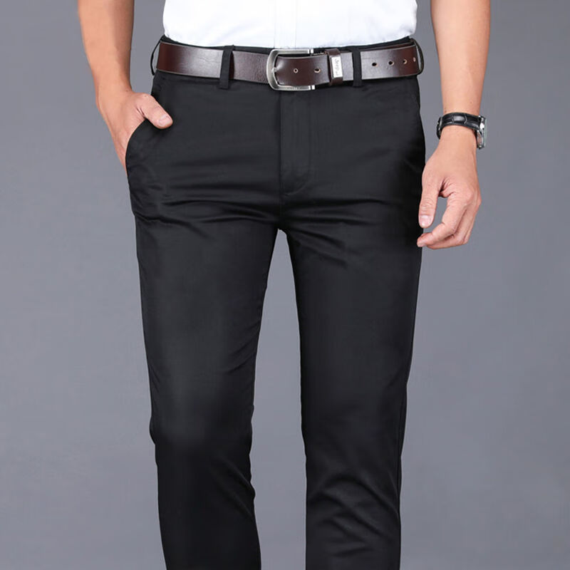 黑色商务职业正装裤子韩版休闲修身直筒免烫西装裤 黑色 28 2尺1腰围