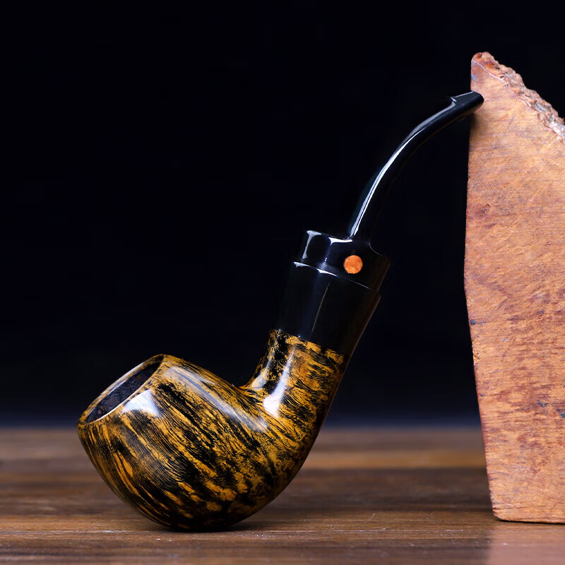 木空腔烟斗军插斗老式实木烟袋锅烟锅 石楠木小号空腔斗黄金对比色 送