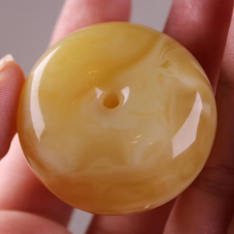 慈心缘 蜜蜡花蜡平安扣吊坠 满蜜琥珀挂件男女项链送生日礼物 重20.