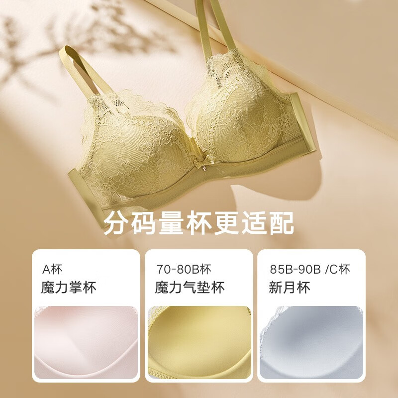 曼妮芬性感蕾丝内衣舒适无钢圈小胸聚拢文胸女士胸罩 030 灰色 75B
