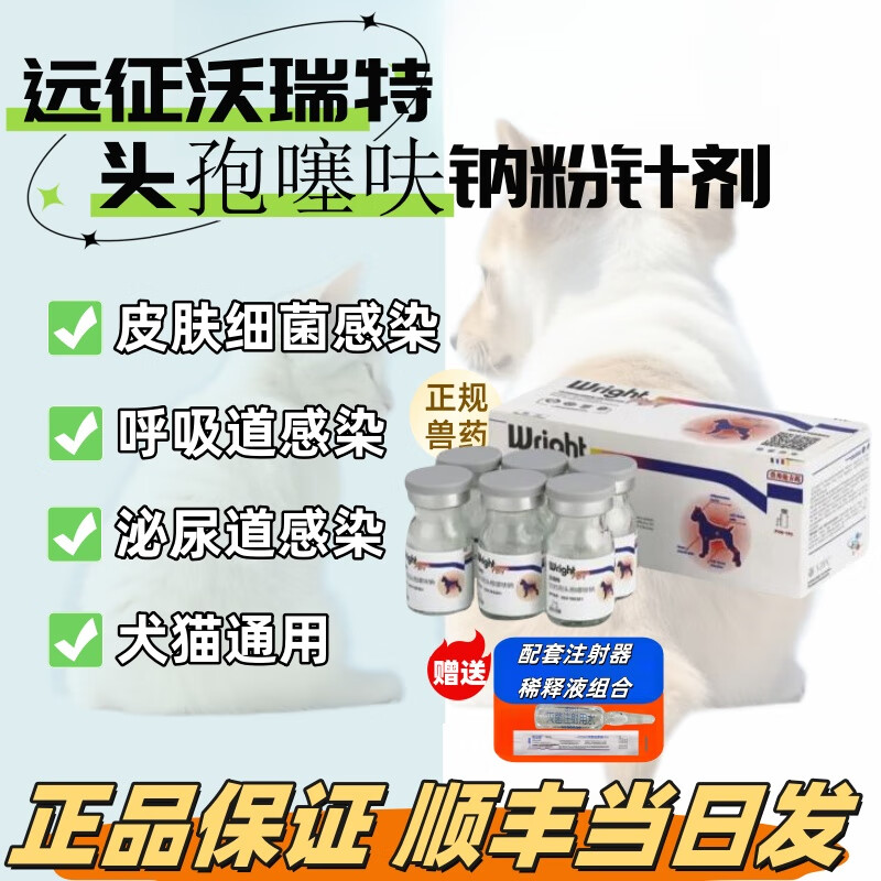 【順豐當(dāng)日發(fā)】遠(yuǎn)征沃瑞特注射頭孢噻呋鈉貓咪狗狗抗生素消炎針劑泌尿道呼吸道炎癥抗菌感冒退燒頭孢羥氨芐片 沃瑞特10瓶 /盒+10個(gè)注射器+稀釋液組合 順豐當(dāng)日發(fā)