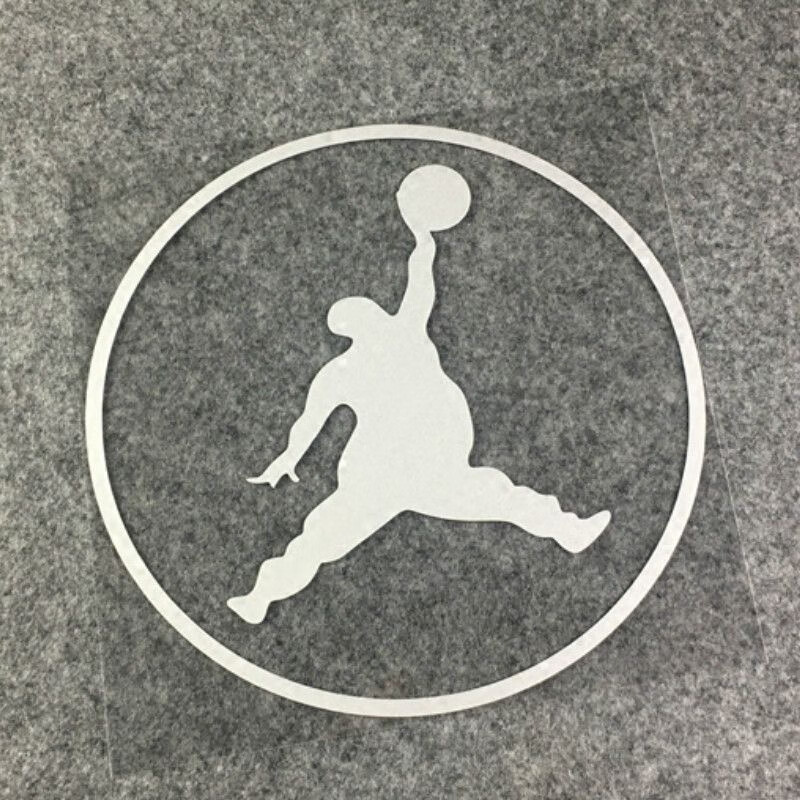 台鼎胖墩飞人jordan乔丹nba扣篮搞笑胖子油箱盖车门防水贴纸车贴 银白