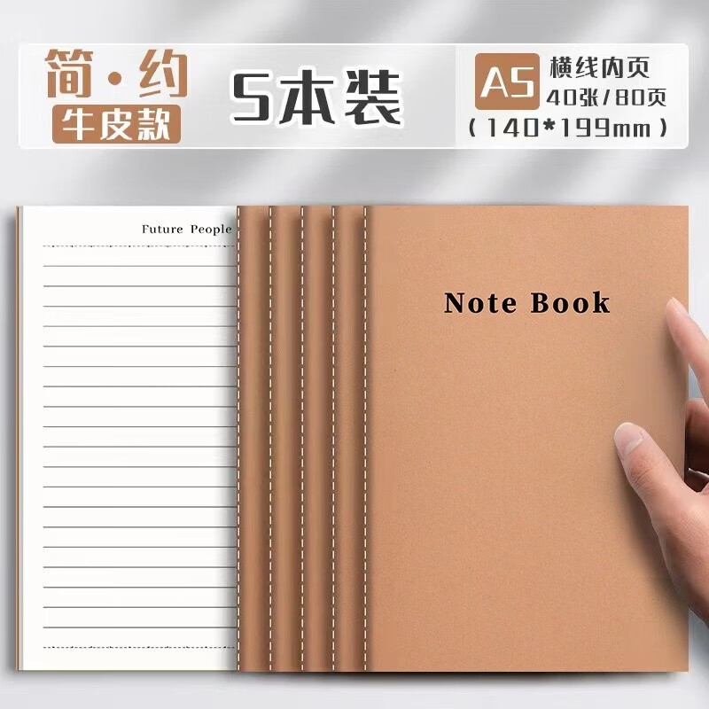 菲脂美妆工具 加厚笔记本子日记记事本简约 5本