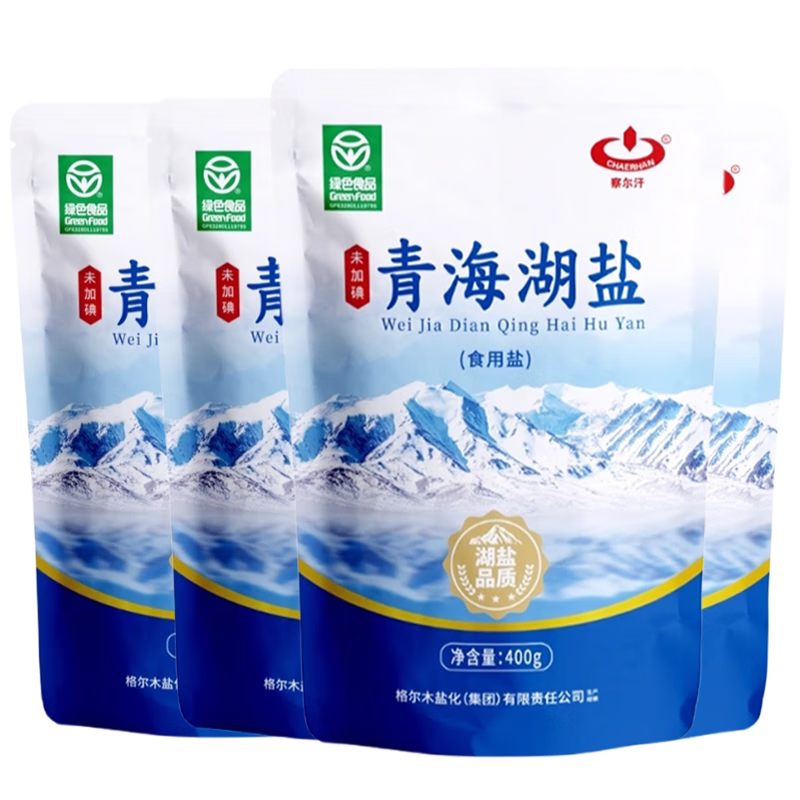 察尔汗青海湖盐400g*4袋【未加碘绿色食品】无抗结剂食用盐