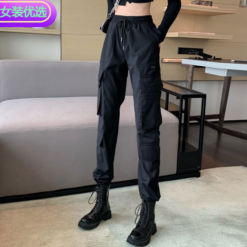 吉半普袖搭配马丁靴的马丁裤子新款秋秋季秋冬女款工装裤子运动冲锋