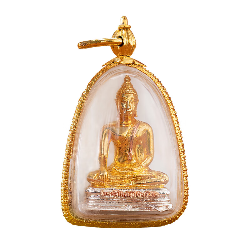 帛灵泰国三色金佛吊坠 泰国特色手工艺制作黄铜镀金牌链吊坠 三色金佛