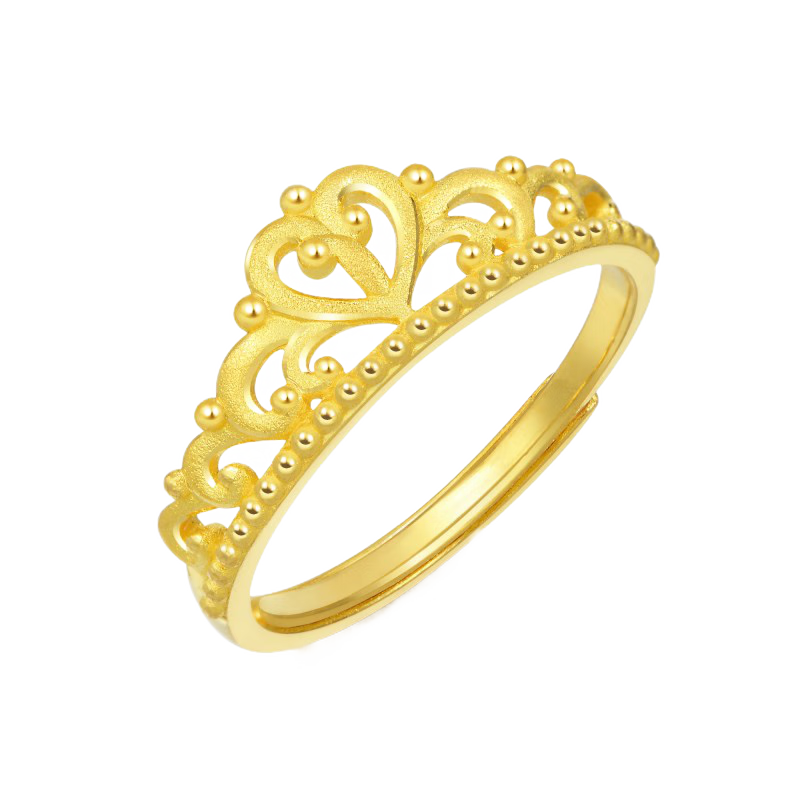 周生生黃金戒指 足金愛(ài)情密語(yǔ)皇冠戒指女款 生日禮物90227R 計價(jià)3.15克