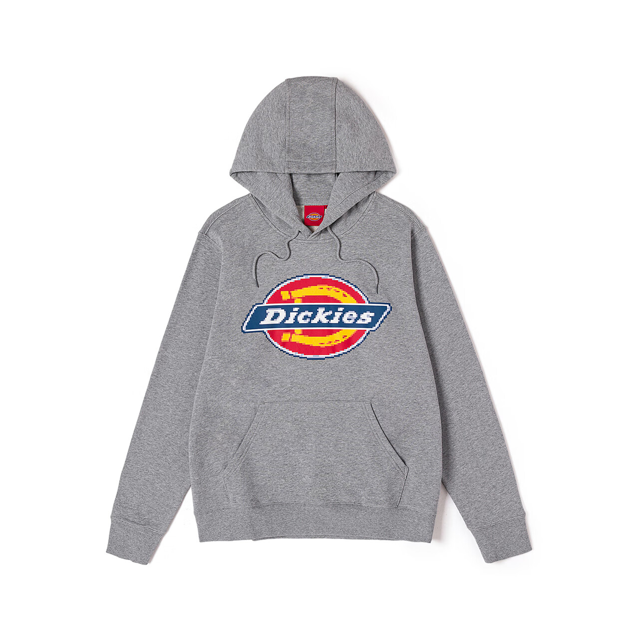 dickies冬季新款情侣连帽卫衣经典像素风大logo百搭帽衫上衣女 中羽灰