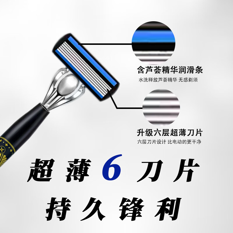 吉耏利德国进口手动剃须刀片适配吉利刀架六层刀片新款刀架男士刮胡剃胡刀 大G刀柄+12刀头送收纳盒+剃须膏