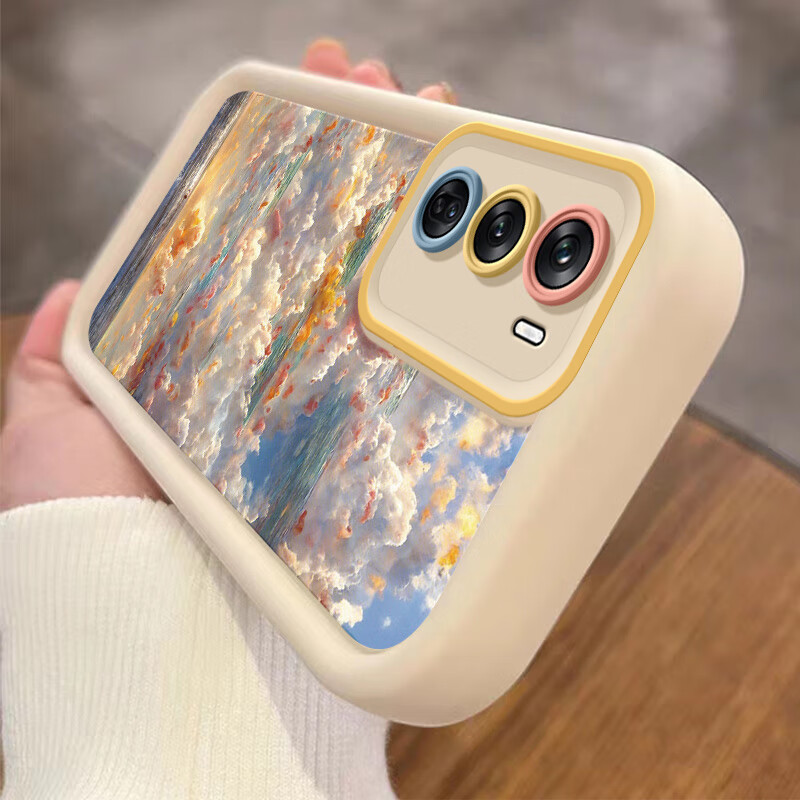 优束 适用opporeno14手机壳13超薄防摔rno12pro的?；ぬ赘呒陡锌ㄍㄅ甇ppO潮新款硅胶reno12por全包 白色-海上生花 OPPO reno12 Pro