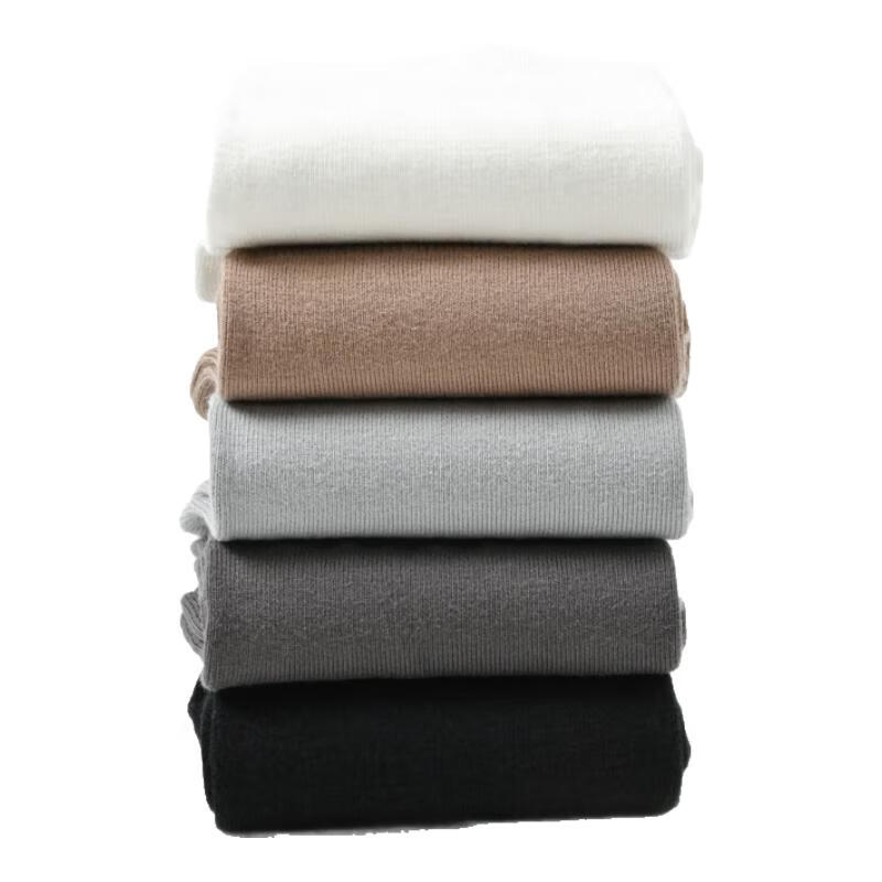 CK长袜子男士吸汗透气纯棉防臭纯色商务休闲弹力中筒运动款式袜子 W3CK 6白 6双 均码 (40.5-44.5)