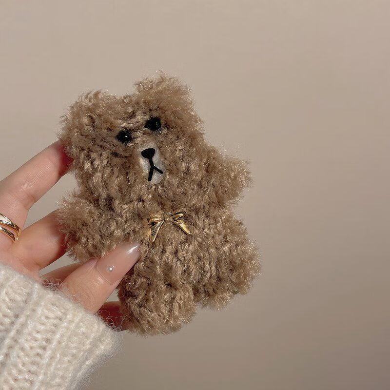 毛绒发夹卡通布朗熊可爱玩偶秋冬边夹贴片刘海夹bb夹甜美夹子头饰