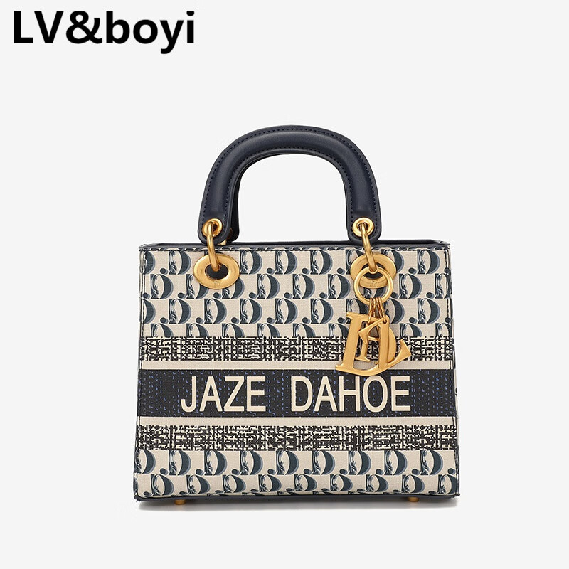 lvboyi包包戴妃包女2023新款百搭洋气女包包复古手提单肩斜挎包 蓝色