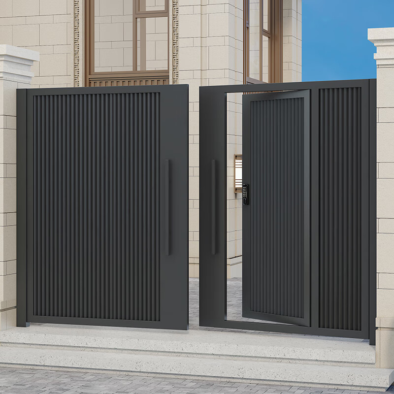 铁艺庭院门铝艺现代别墅大门乡村户外百叶单双开门不锈钢院子门 款式1