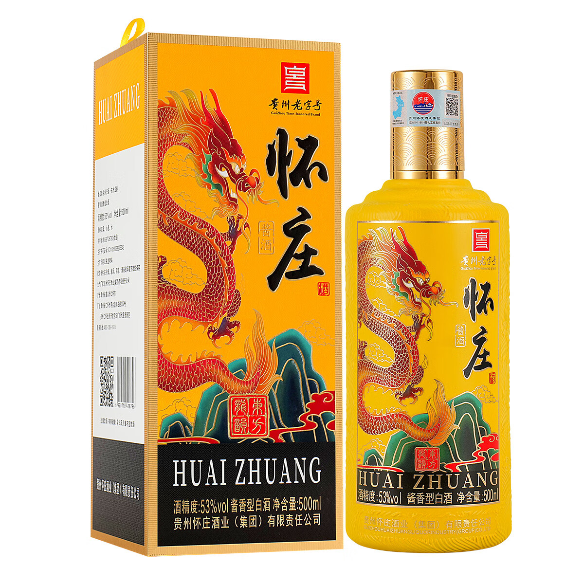 怀庄酒东方龙韵53度酱香型优级白酒500mL/瓶礼盒装(商务送礼 怀庄酒东方龙韵53度酱香型优级白酒500mL/瓶礼盒装(商务送礼
