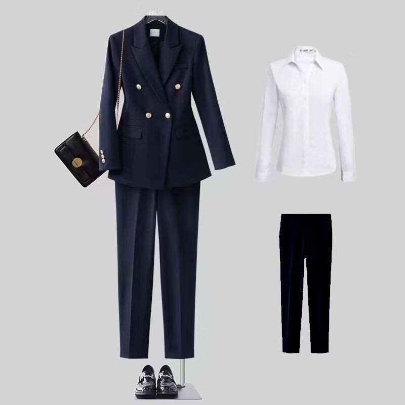 锦结思白衬衫女长袖职业装工作面试西服套装大学生面试职业工装高端