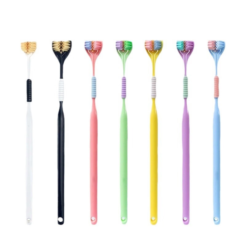 新款三面牙刷三头牙刷家用高效清洁成人儿童牙刷日用 成人牙刷1支